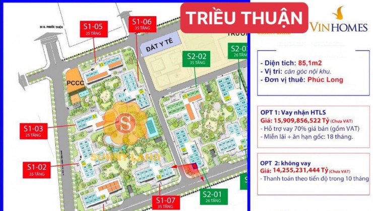 BÁN SHOPHOUSE Căn góc 2 mặt tiền VINHOMES GRAND PARK Giá: 14,255 tỷ CÓ SẴN HỢP ĐỒNG THUÊ 5-10 NĂM - DT: 85,1m2